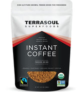 Terrasoul Instant Coffee bag with organic Arabica beans for sustainable brewing at home.