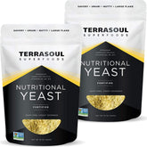 Terrasoul Nutritional Yeast Flakes package in 2 lb pack, gluten-free seasoning for vegan dishes.