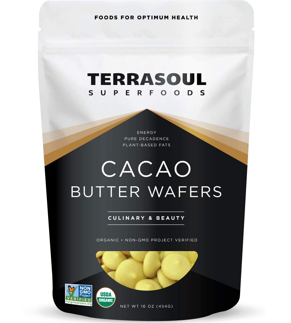 Terrasoul Organic Cacao Butter Wafers pack for dairy-free baking and vegan desserts