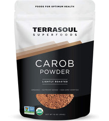Terrasoul Organic Carob Powder 16oz pouch, cocoa-like baking ingredient