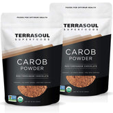 Terrasoul Organic Carob Powder front view, two-pack packaging for baking