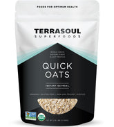 Terrasoul Organic Instant Quick Oats in a bowl for a quick, wholesome breakfast.