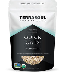 Terrasoul Organic Instant Quick Oats in a bowl for a quick, wholesome breakfast.