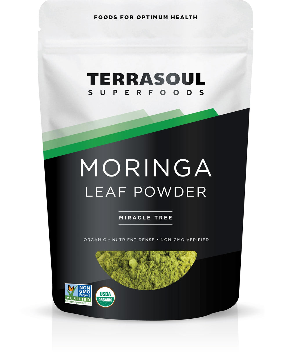 Terrasoul Organic Moringa packaging, premium USDA Organic powder ready for daily use.