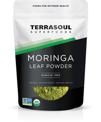 Terrasoul Organic Moringa packaging, premium USDA Organic powder ready for daily use.