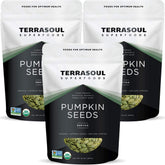 Terrasoul Superfoods organic pumpkin seeds 6 lb bulk pack front view for bulk snacking.