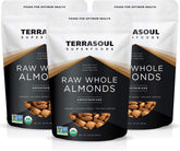 Terrasoul Organic Raw Almonds 6lbs case bag with resealable packaging for freshness.