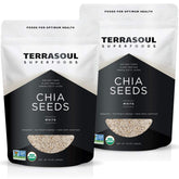 Terrasoul Organic White Chia Seeds 2lb pack front; vegan omega fats source