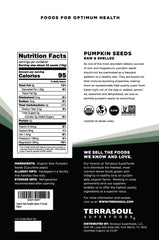 Terrasoul pumpkin seeds raw closeup, crunchy texture ideal for trail mixes.