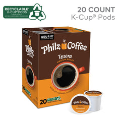 Tesora K-Cup pod closeup aroma hints at caramel and chocolate.