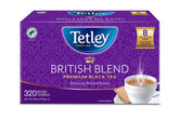 Tetley British Blend box front showing 320 teabags for daily use