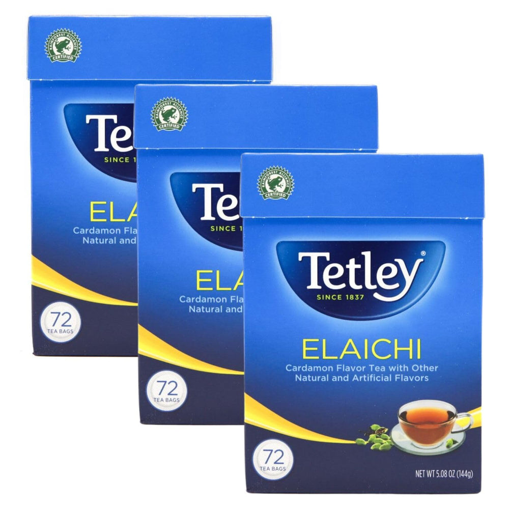 Tetley Elaichi tea bags with fragrant cardamom for a soothing brew.
