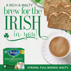 Tetley Irish Breakfast strong aroma enhances morning rituals and iced tea options.