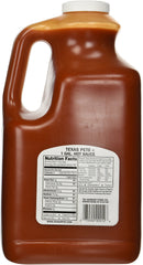 Texas Pete Original Hot Sauce being poured, ideal for spicing burgers and chili.
