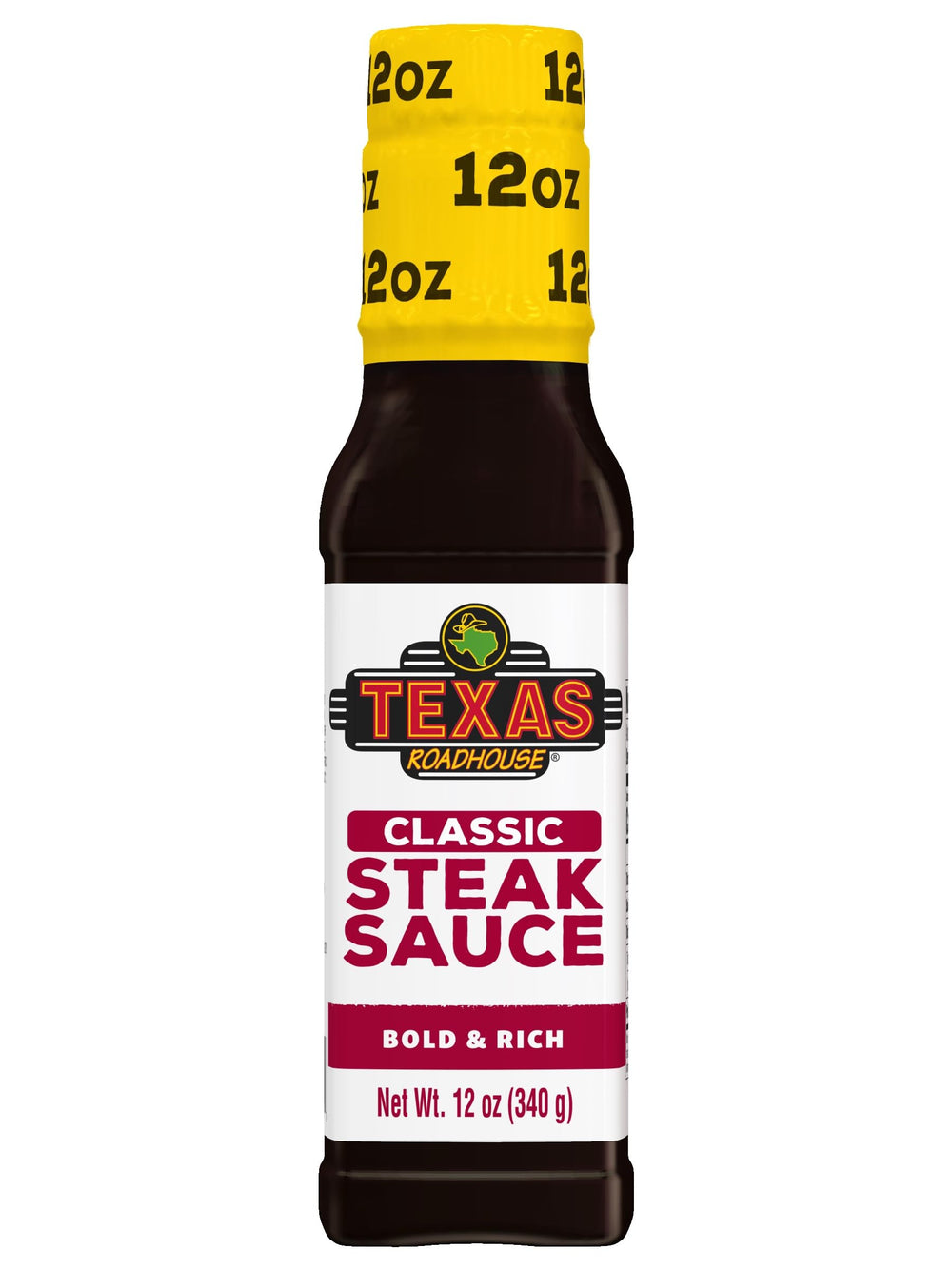 Texas Roadhouse Classic Steak Sauce bottle front for marinating and flavor enhancement.