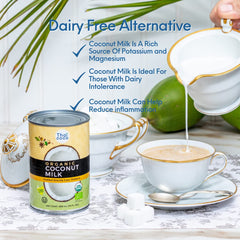 Thai Coco Coconut Milk can front showcasing organic certification and premium quality