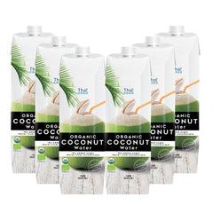 Thai Coco organic coconut water 6pk bottle front view for on-the-go hydration.