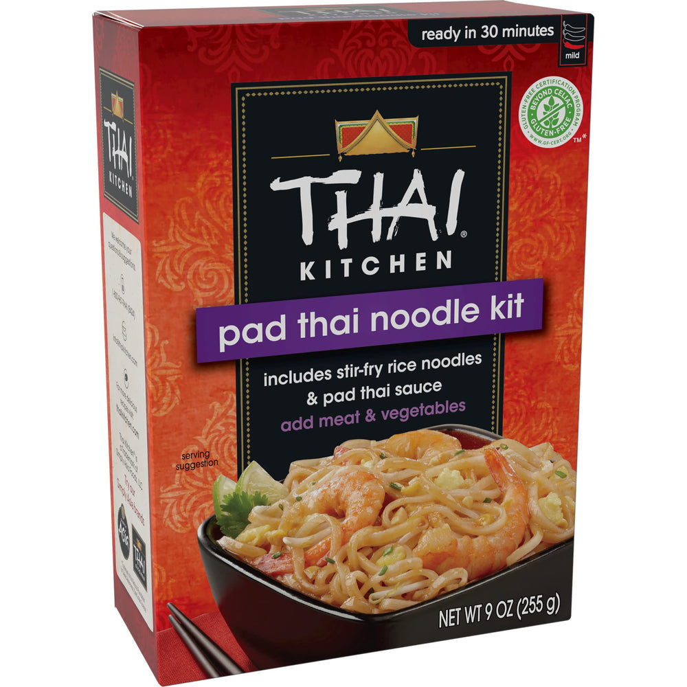 Thai Kitchen gluten-free Pad Thai noodle kit package, ready for quick weeknight meals.