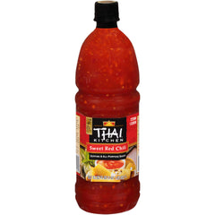 Thai Kitchen Sweet Red Chili Sauce jar pour showcases versatile glaze options for seafood and wings