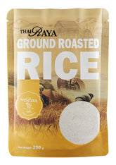 ThaiRaya Khao Khua ground roasted rice powder in a resealable bag enhances authentic flavor.