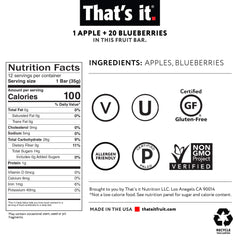 That's It Apple-Blueberry Bar in a lunchbox, a healthy school snack option.