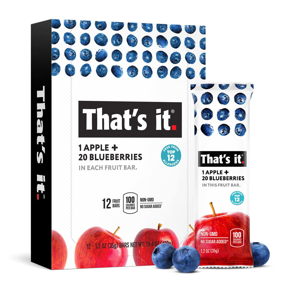 That's it Apple + Blueberry bar pack, a 12-pack for on-the-go snacking.