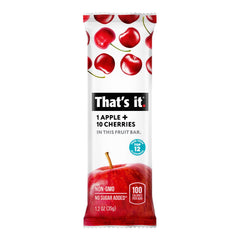 That's It Apple Cherry bar closeup highlighting chewy texture and fruit flavor