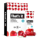 That's it Apple Cherry Fruit Bar on a store shelf, all-natural and no added sugar.