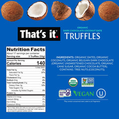 That's it dark chocolate truffles with fruit infusion—rich flavor and natural sweetness.