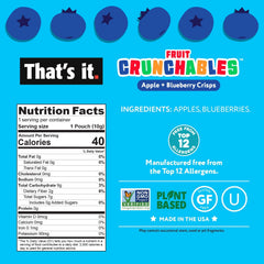 That's It Fruit Crunchables 15-pack packaging shown for easy school lunches and busy days.