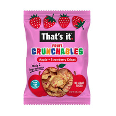 That's it Crunchables no added sugar or preservatives—crunchy, pure fruit