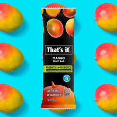 That\'s it mango bar ingredients close-up highlighting simple two-ingredient formula.