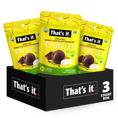 That’s it Organic Dark Chocolate Banana Truffles packaging—gift-ready presentation.