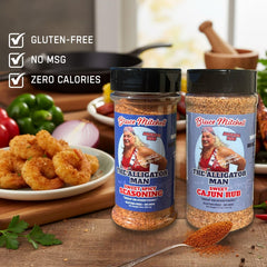 The Alligator Man XL pack front view showcases generous seasoning containers.