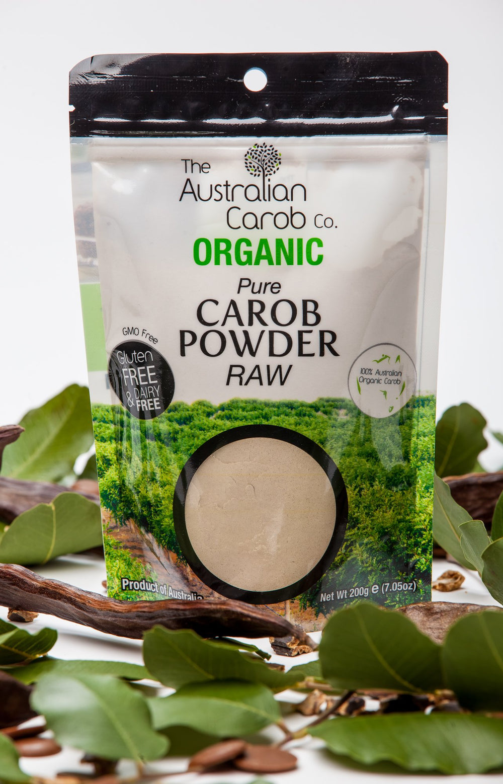 The Australian Carob Co carob powder tin front ideal for baking and smoothies