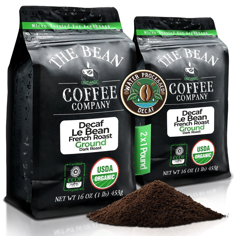 The Bean Coffee Company Le Bean dark French roast ground coffee bag for bold mornings.