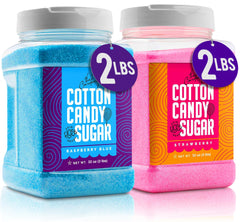 The Candery Raspberry Blue cotton candy sugar with easy pour jar for quick candy making