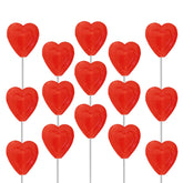 The Dreidel Company red double-heart cherry lollipops, ideal for gifting.