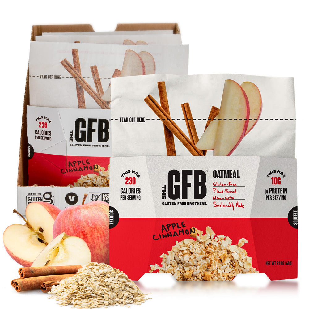 The GFB Apple Cinnamon Oatmeal Cups pop-up cup ready for quick breakfast.