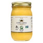 The Ghee Co. grass-fed ghee in a 16 oz glass jar with rich aroma