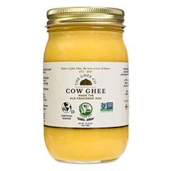 The Ghee Co. grass-fed ghee in a 16 oz glass jar with rich aroma