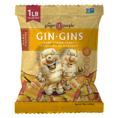 The Ginger People GIN GINS Double Strength ginger candy in a 1 lb bag for bold flavor