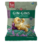 The Ginger People Gin Gins Original ginger chews bag for on-the-go snacking.