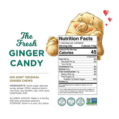 The Ginger People GIN GINS original ginger chews open bag ready for on-the-go snacking.
