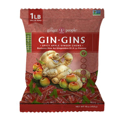The Ginger People GIN GINS spicy apple ginger chews in a 1 lb bag for on-the-go digestion support
