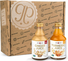 The Ginger People Ginger & Turmeric Juice Set with two bottles for daily wellness.