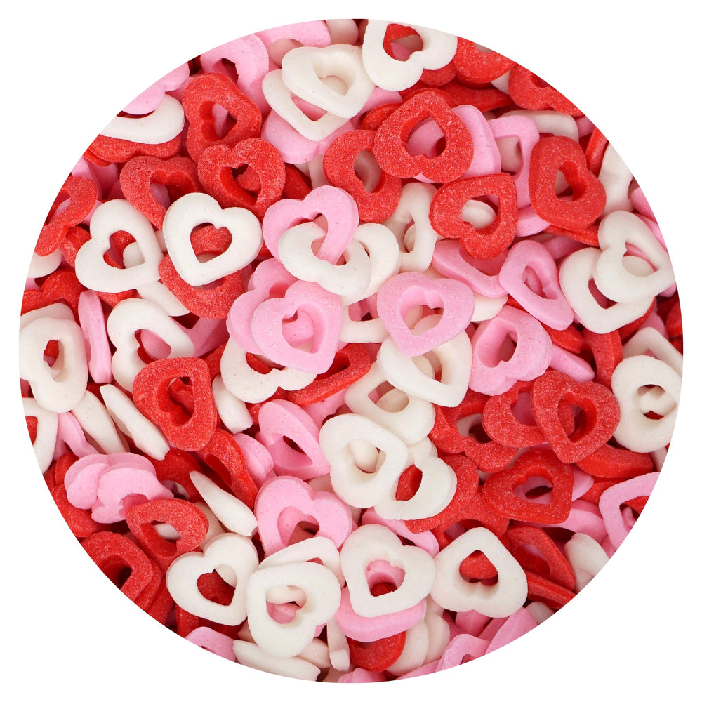 The Hampton Candy Company heart confetti sprinkles in a jar for festive cake decorating