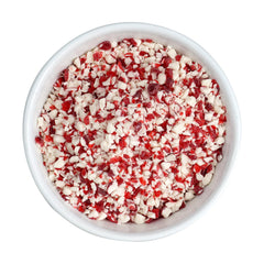 The Hampton Candy Company crushed peppermint candy pieces sprinkle over ice cream for a crunchy finish.