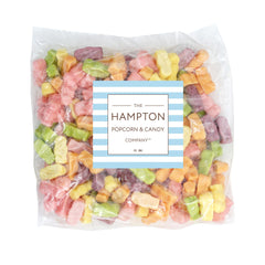 Gummi Jelly Babies close-up texture from The Hampton Candy Company highlighting chewy fruit flavors
