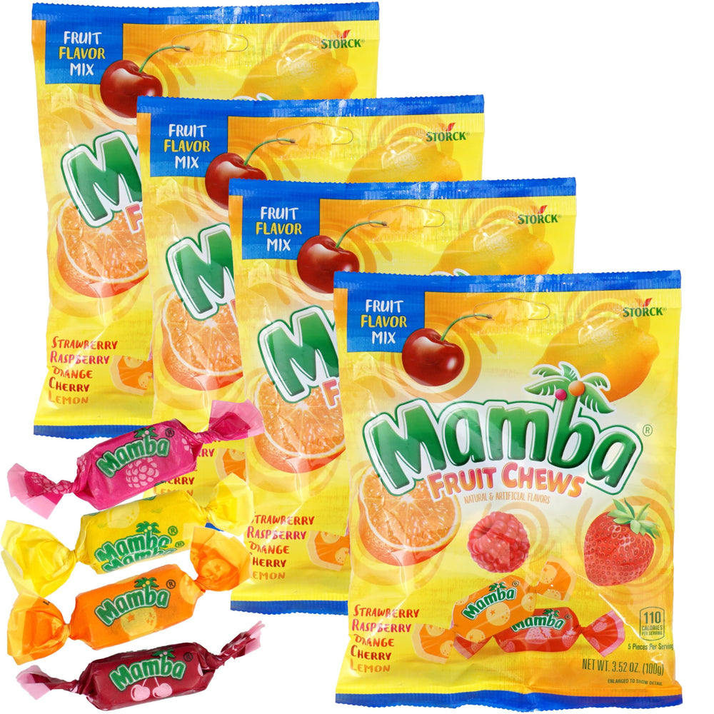 The Hampton Candy Company Mamba Fruit Chews 4-pack with assorted flavors.